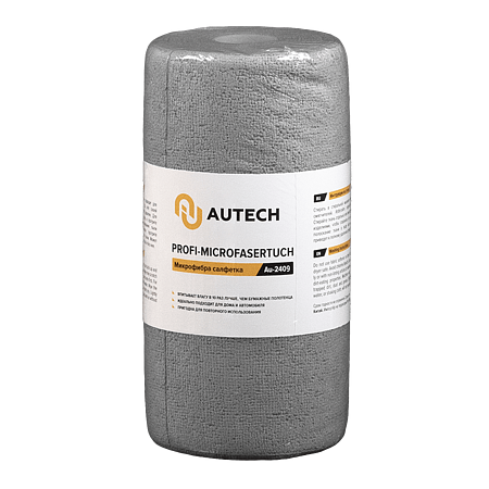 Au-2409 PROFI-MICROFASERTUCH Микрофибра салфетка 25*25 см, серая, 200 гр/м2. Рулон 50 шт
