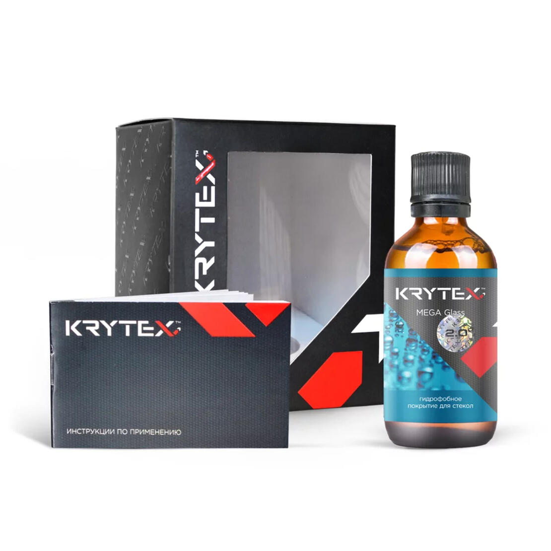 KRYTEX Защитное гидрофобное покрытие для стекла (антидождь) MEGA GLASS 2.0 (Z) 50 мл K001ZG