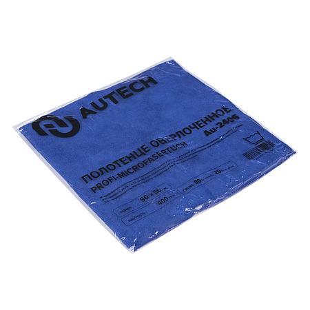 Au-2406 PROFI-MICROFASERTUCH Полотенце оверлоченное 50*50 см, СИНЕЕ, 400гр/м2 для сушки авто