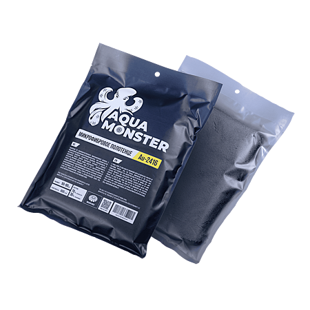 AQUA MONSTER Микрофибровое полотенце 50*80 см, чёрное, 600гр/м2 для сушки авто Au-2416